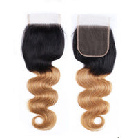 Ombre Closure Pre Plucked 4x4 Closure 1b/27 Body Wave 100% Virgin Human Hair - Perismoda Hair