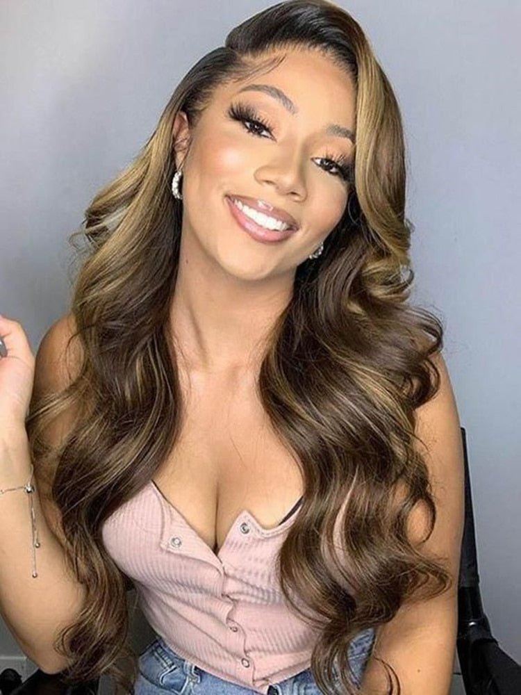 P4/27 Highlight Body Wave 4 Bundles With 4x4 Lace Closure 100% Human Hair - Perismoda Hair