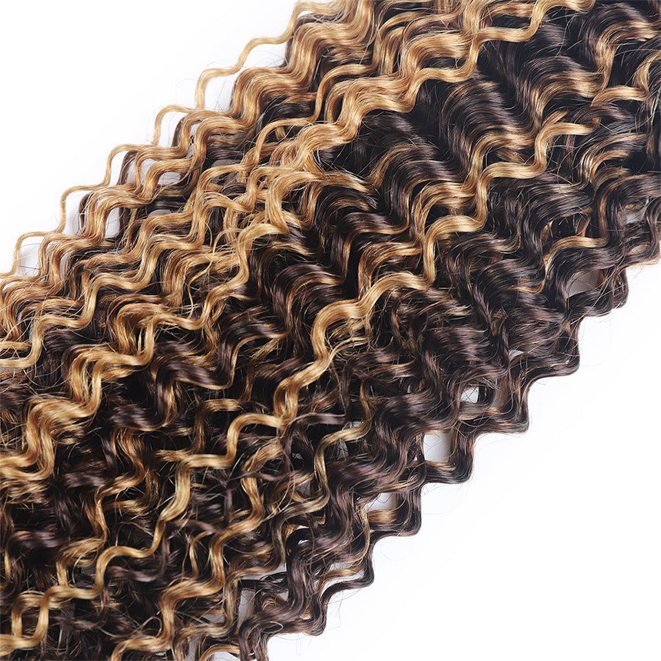 P4/27 Highlight Kinky Curly 3 Bundles With 4X4 Lace Closure 100% Human Hair - Perismoda Hair