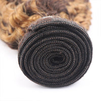 P4/27 Highlight Kinky Curly 3 Bundles With 4X4 Lace Closure 100% Human Hair - Perismoda Hair