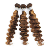 P4/30 Auburn Brown Highlight Loose Deep 4 Bundles With 4x4 Lace Closure 100% Human Hair - Perismoda Hair