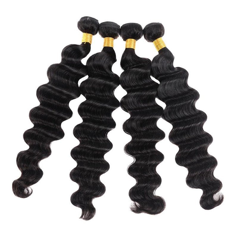 Peruvian Human Hair Virgin Loose Deep Wave 4 Bundles With 4x4 Lace Closure - Perismoda Hair
