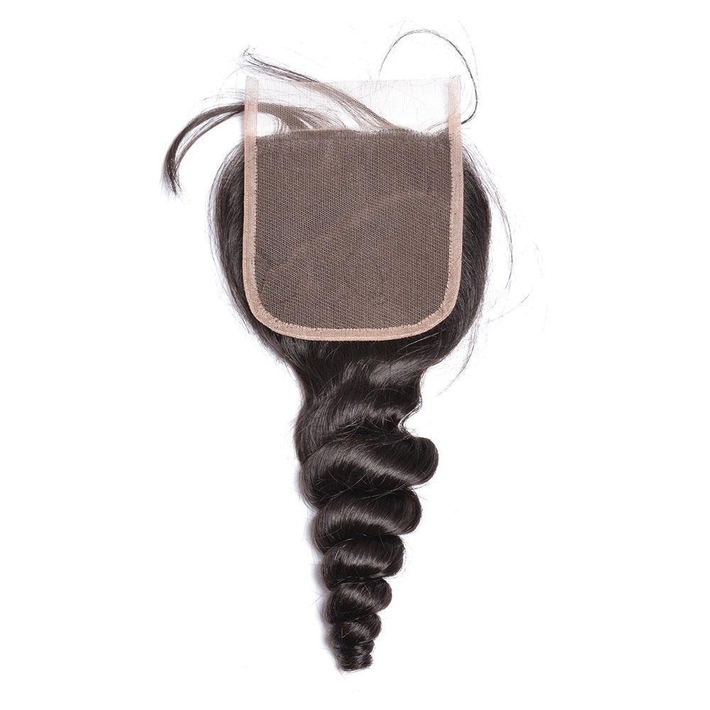 Peruvian Loose Wave Virgin Human Hair 3 Bundles With 4x4 Lace Closure - Perismoda Hair