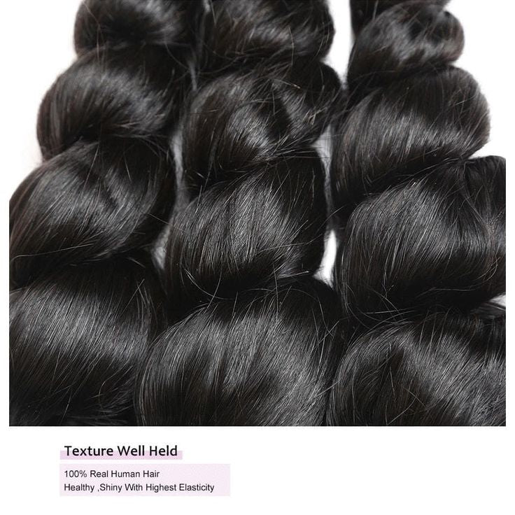Peruvian Loose Wave Virgin Human Hair 3 Bundles With 4x4 Lace Closure - Perismoda Hair
