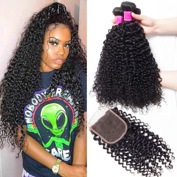 Peruvian Virgin Hair Curly Wave 4 Bundles With 4x4 Lace Closure - Perismoda Hair
