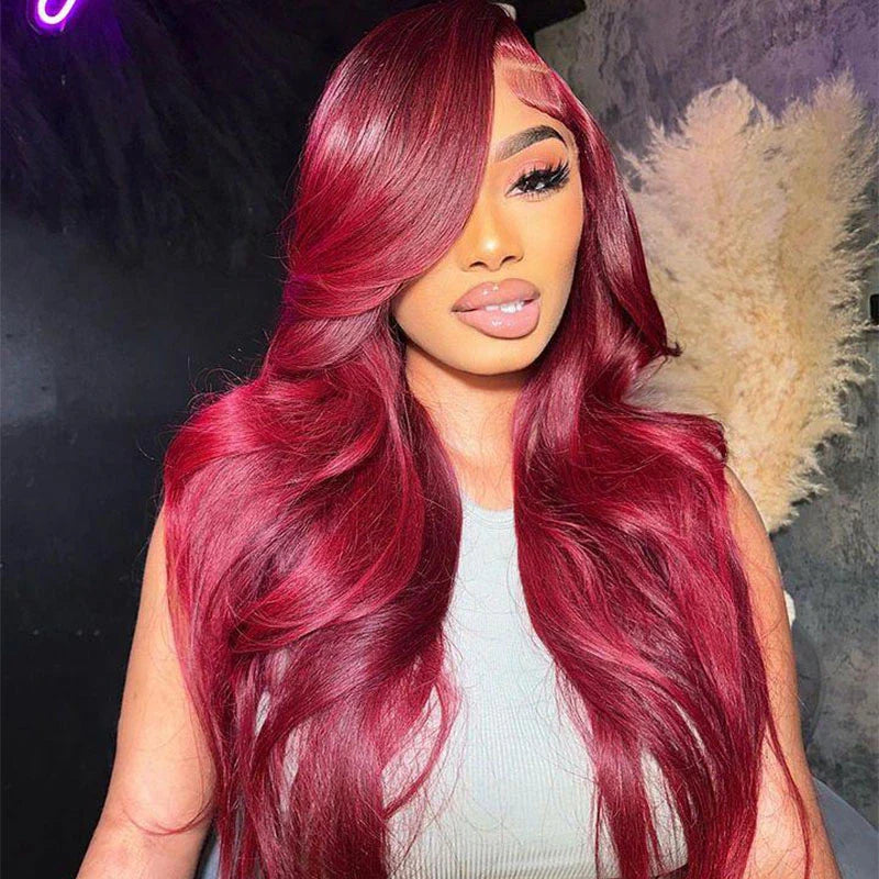 Perismoda Burgundy 99J Body Wave 13x4 Lace Front Wigs Human Hair