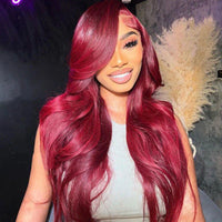 Perismoda Burgundy 99J Body Wave 13x4 Lace Front Wigs Human Hair