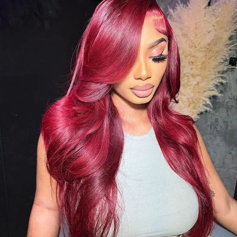 Perismoda Burgundy 99J Body Wave 13x4 Lace Front Wigs Human Hair