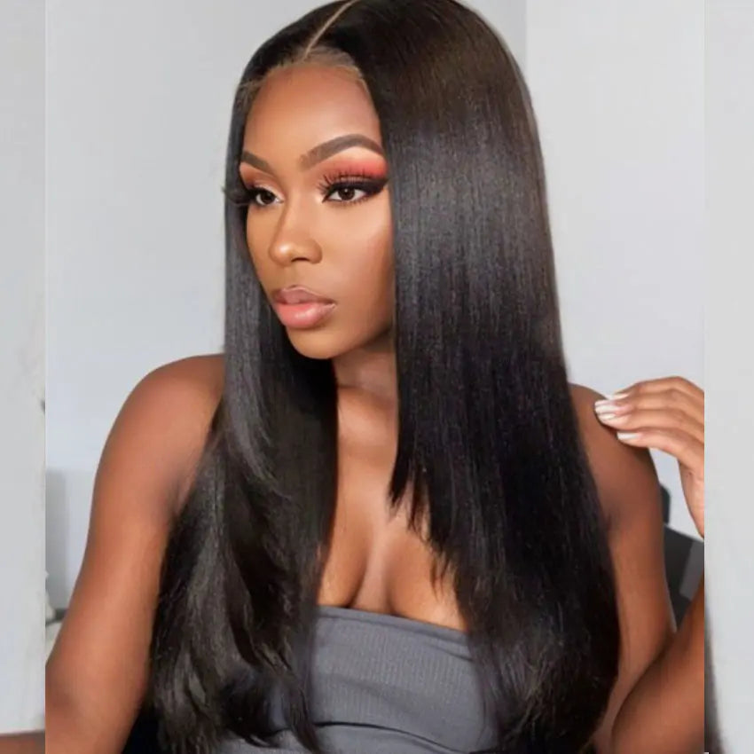 Perismoda Yaki Straight Wig 13x4 Mini Knot HD Lace Frontal Wigs Human Hair