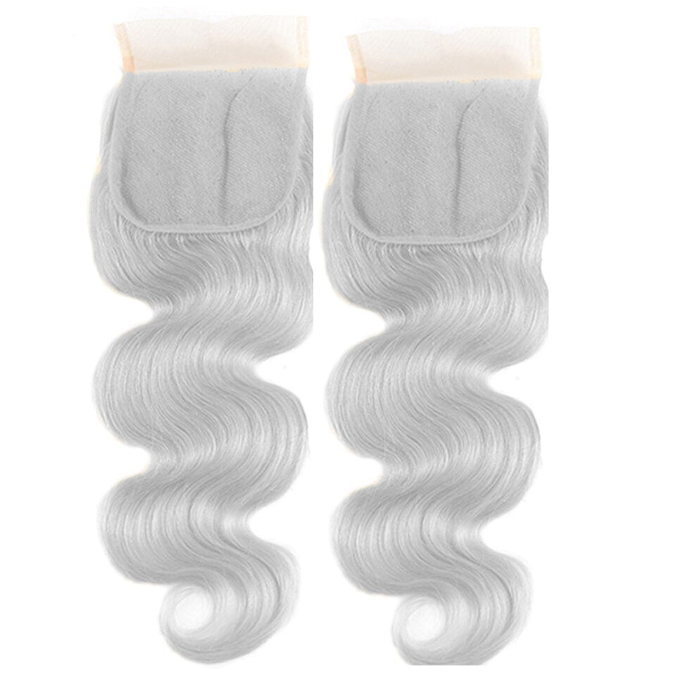 Silver Grey Body Wave 3 Bundles With 4x4 Lace Closure Remy Brazilian Human Hair - Perismoda Hair