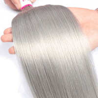 Silver Grey Straight 3 Bundles With 4x4 Closure 100% Remy Human Hair - Perismoda Hair