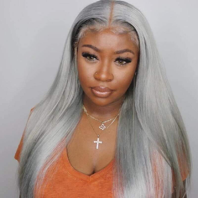 Silver Grey Straight 3 Bundles With 4x4 Closure 100% Remy Human Hair - Perismoda Hair
