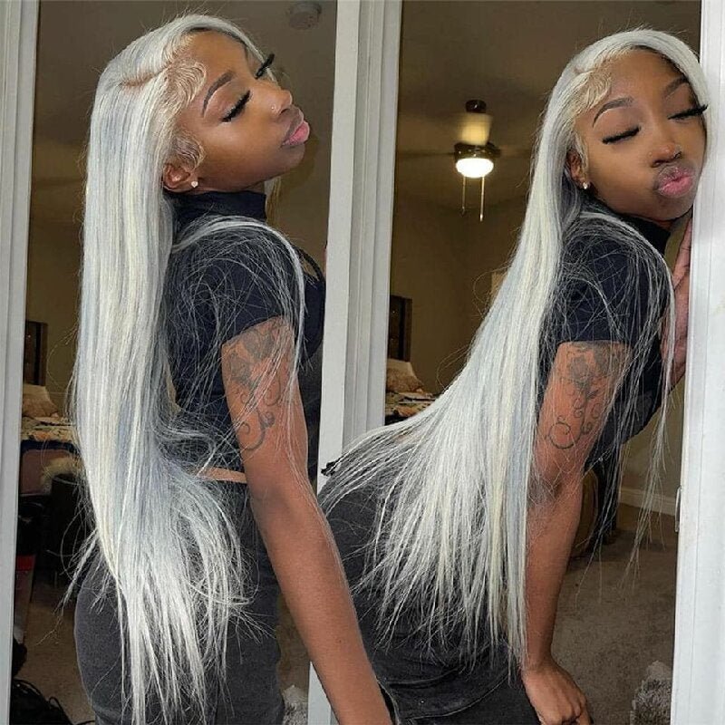 Silver Grey Straight 3 Bundles With 4x4 Closure 100% Remy Human Hair - Perismoda Hair