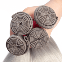 Silver Grey Straight 3 Bundles With 4x4 Closure 100% Remy Human Hair - Perismoda Hair