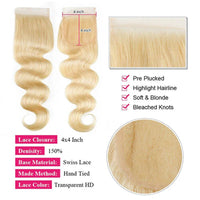 Skunk Stripe Ginger Orange With 613 Blonde Highlights Body Wave Human Hair 3 Bundles with 4x4 Closure 613 Blonde Lace Closure