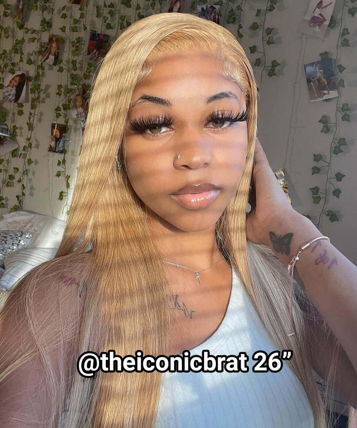 Perismoda Honey Blonde 27/613 Straight 7x5 Glueless Pre-Bleached Pre-Plucked Human Hair Wig
