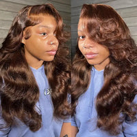 Perismoda Chocolate Brown Color Body Wave Wig 13x4 Lace Front Wig Human Hair