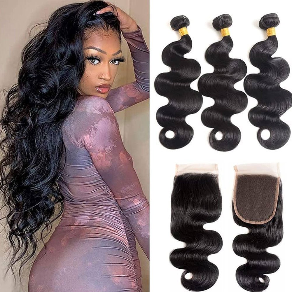 Unprocessed Malaysian Body Wave Hair 3 Bundles With 4x4 Lace Closure - Perismoda Hair