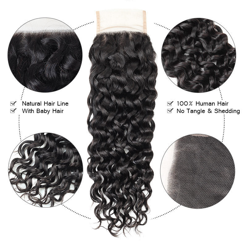 Perismoda Water Wave 5x5 Transparent HD Lace Closure Virgin Human Hair Frontal Closure