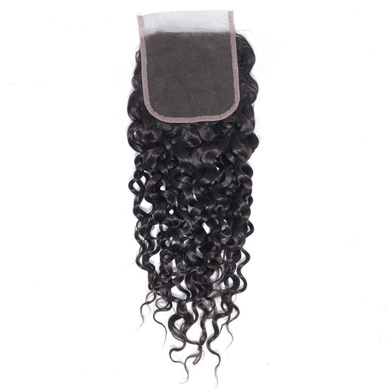 Water Wave 4x4 Lace Closure Human Hair Virgin Human Hair Swiss Lace Closures Natural Black Color For Women - Perismoda Hair