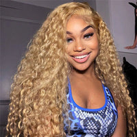 Water Wave Human Hair Wig Honey Blonde 13x4 Transparent Lace Wig Human Hair Wig For Black Women - Perismoda Hair
