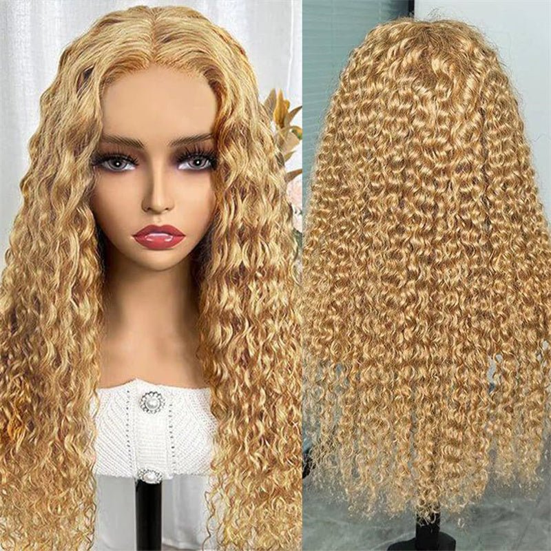 Water Wave Human Hair Wig Honey Blonde 13x4 Transparent Lace Wig Human Hair Wig For Black Women - Perismoda Hair