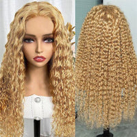 Water Wave Human Hair Wig Honey Blonde 13x4 Transparent Lace Wig Human Hair Wig For Black Women - Perismoda Hair
