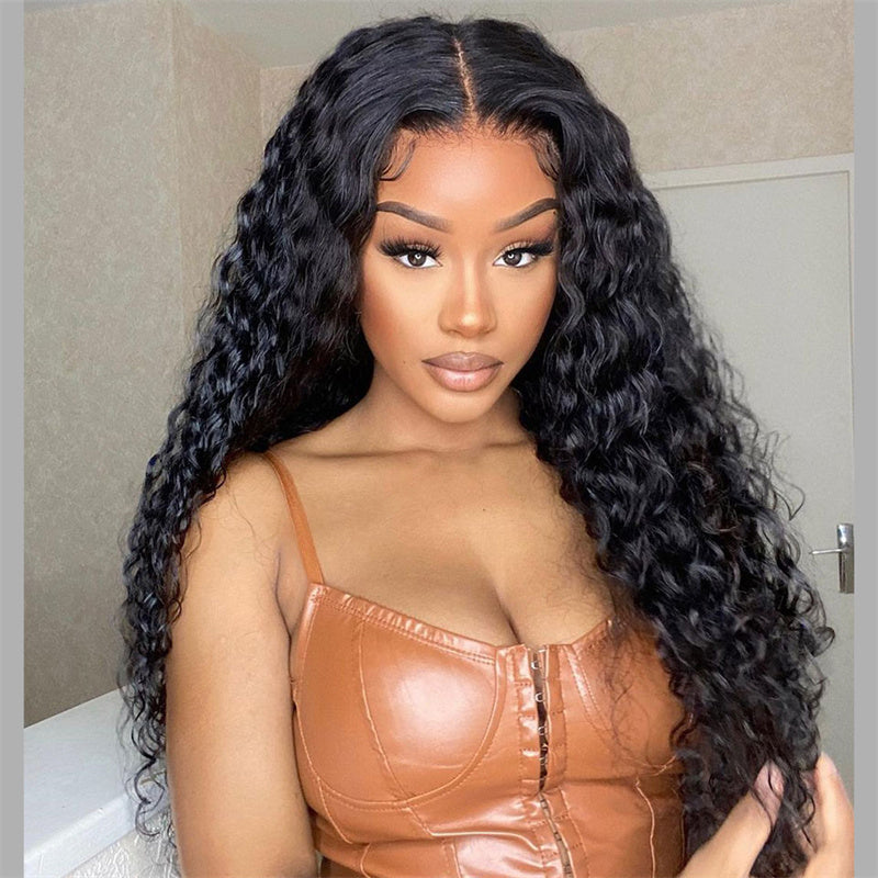 Lomoda 5x5 Lace Closure Wigs Water Wave HD Transparent Glueless Wigs Pre Cut Lace