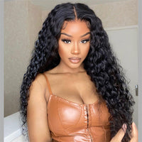 Lomoda 5x5 Lace Closure Wigs Water Wave HD Transparent Glueless Wigs Pre Cut Lace