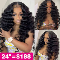 Perismoda 300% Density Luxury Bouncy Wavy Virgin Human Hair Transparent Lace Front Wig Pre-Plucked Hairline