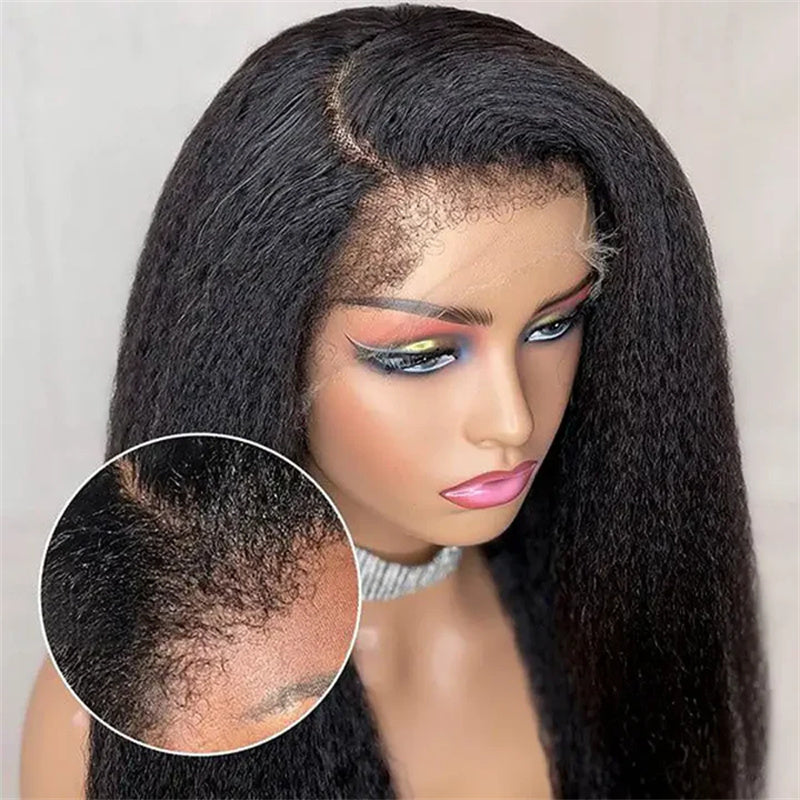Perismoda 4C Edge Hairline Kinky Straight 13x4 13x6 HD Invisible Lace Front Wigs With Kinky Edges Baby Hair