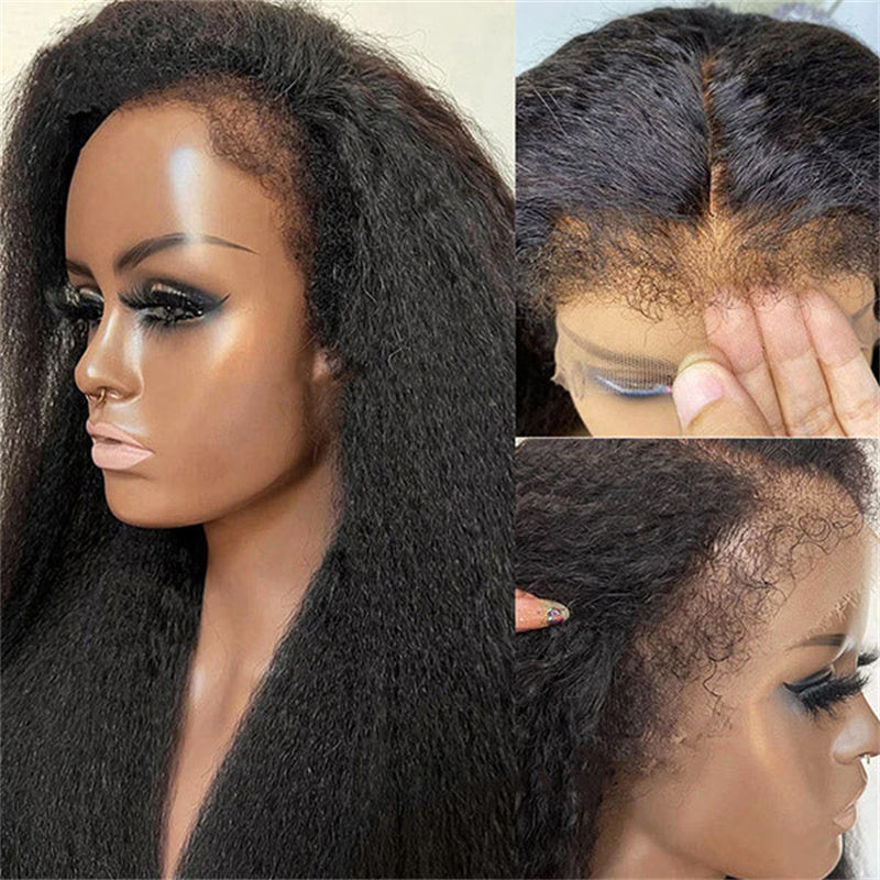 Perismoda 4C Edge Hairline Kinky Straight 13x4 13x6 HD Invisible Lace Front Wigs With Kinky Edges Baby Hair