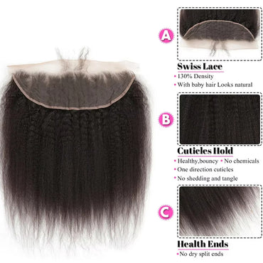 Perismoda 13x4 Lace Frontal Closure Kinky Straight Ear to Ear HD Lace Frontal Pre Plucked Closure