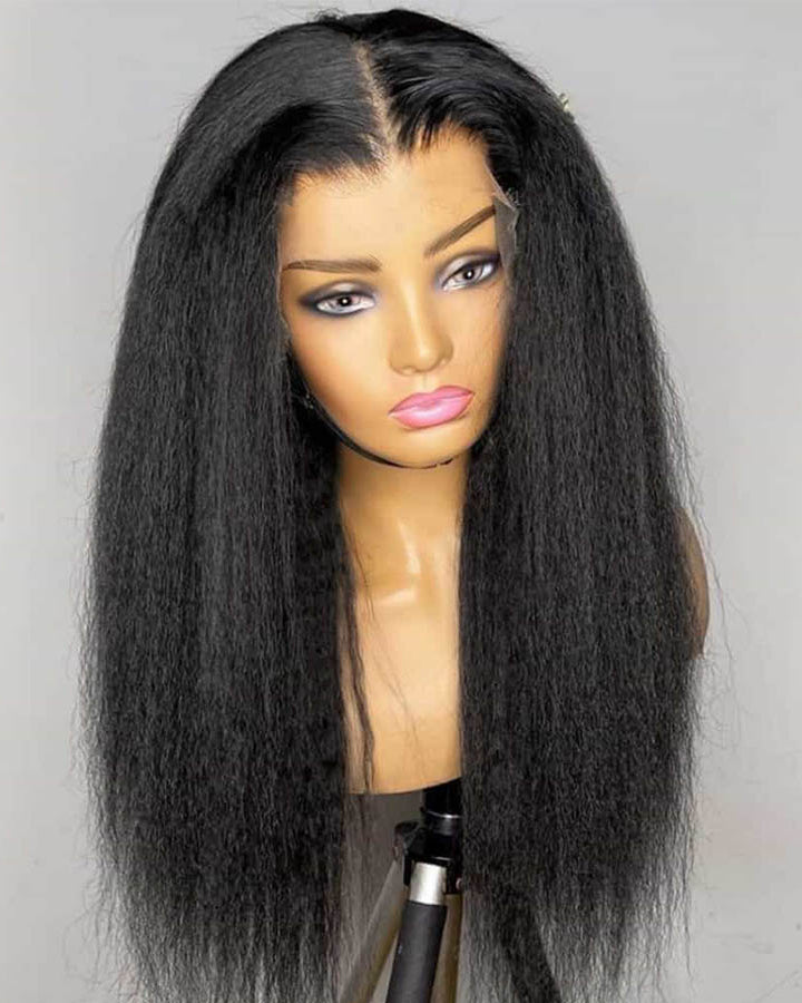 Perismoda Kinky Straight 5X5 Invisible Knot Ready to go Glueless HD Lace Virgin Human Hair Wig